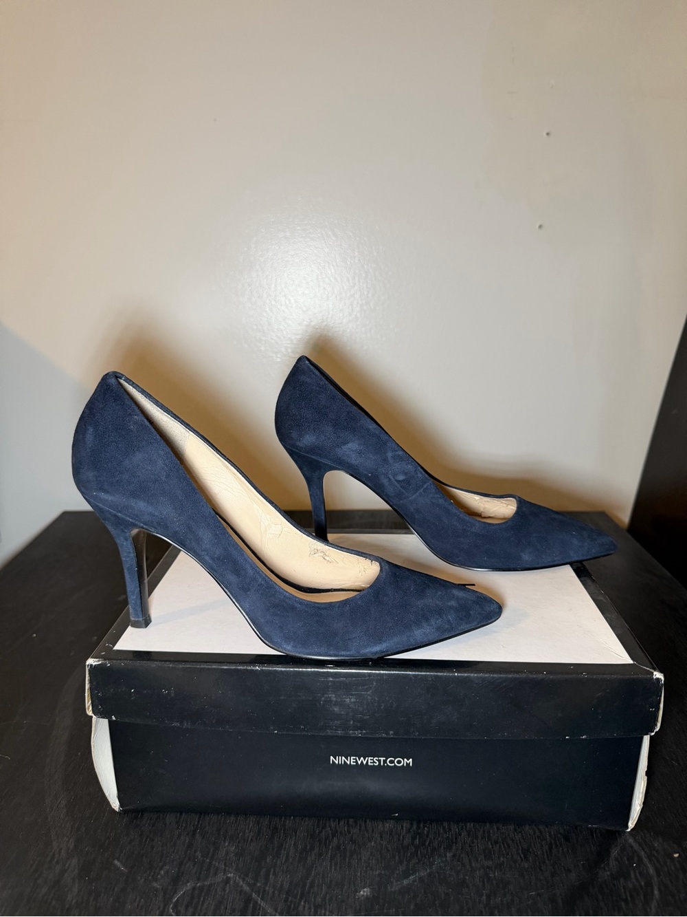 Nine West - Navy Suede Pointed Pumps
